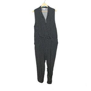 Popsugar Jumpsuit Polka Dot Sleeveless V-neck elastic waist women’s size XXL